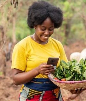 female african farmer making use of her phone female african farmer making use of her phone